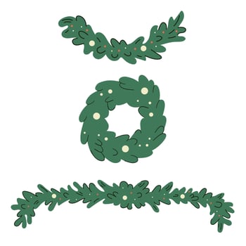 Set of Christmas wreaths on a white background. illustration. vector