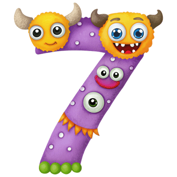 Letter 7 Monster Alphabet and Number with Cute Colorful Characters png