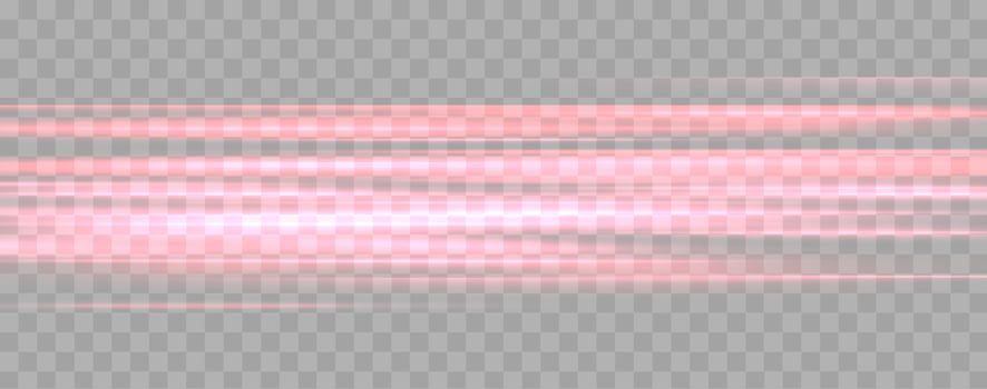 Speed rays, velocity light neon flow, zoom in motion effect, red glow speed lines, colorful light trails, stripes. vector