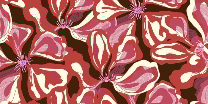 a pattern with pink and brown flowers vector