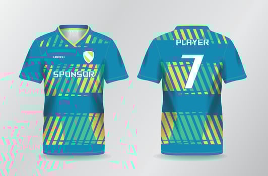 abstract lines blue green yellow sport jersey for football and soccer shirt template vector