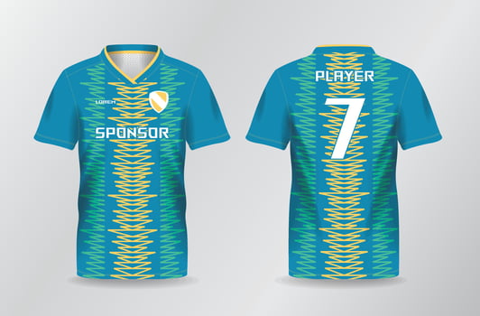 simple blue green yellow sport jersey for football and soccer shirt template vector