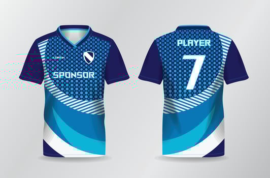 abstract blue round background sport jersey for football and soccer shirt template vector