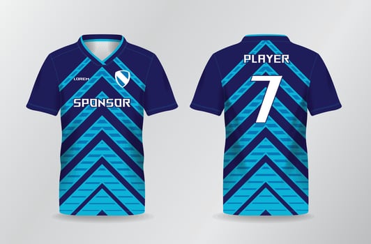 abstract arrow blue sport jersey for football and soccer shirt template vector