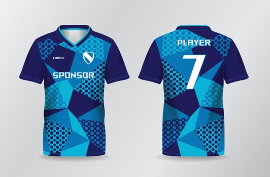 dotted abstract blue sport jersey for football and soccer shirt template vector