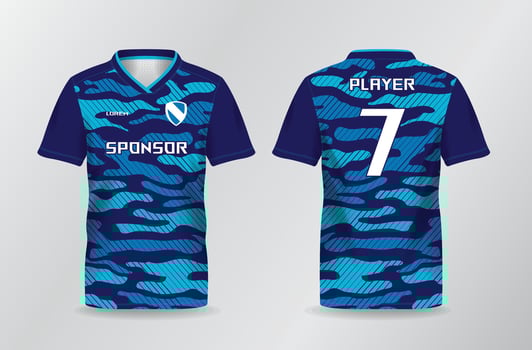 camo abstract blue sport jersey for football and soccer shirt template vector