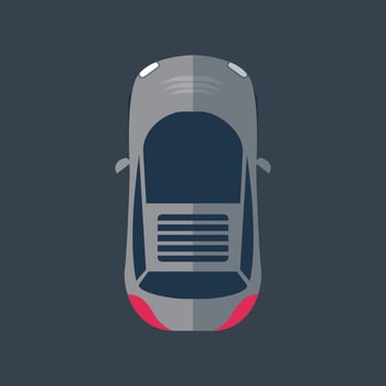 top view black car in flat design. vector