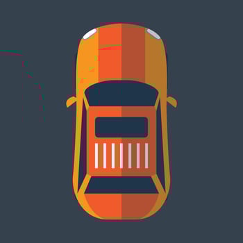 top view orang sport car in flat design. vector
