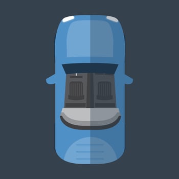 top view blue car in flat design. vector