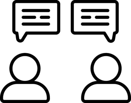 two people with speech bubbles and one with a speech bubble vector