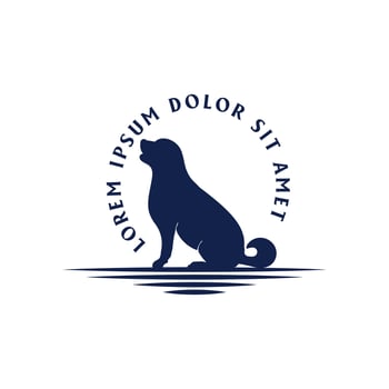 Sitting Dog Silhouette for Pet Canine Badge Emblem Label Logo Design vector