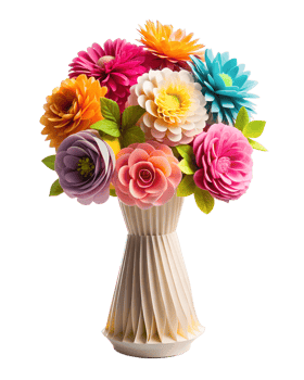 paper flowers in vase paper isolated on a transparent background png