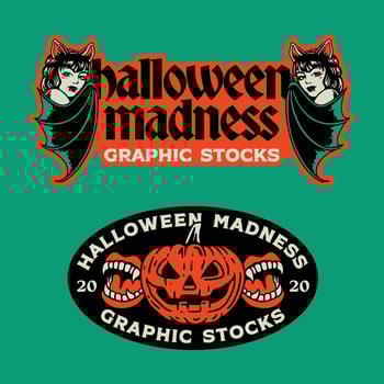 Halloween Pumpkin and Dracula Girl on Badge Design vector