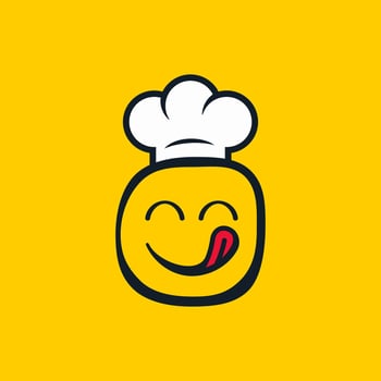 chef character logo with delicious emoticon face vector