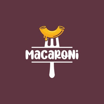 macaroni on fork food logo template vector