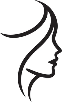 a woman's profile with a long hair vector