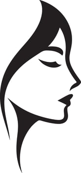 a woman's face with a long hair in profile vector
