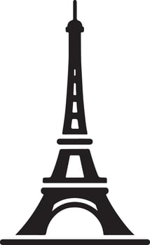 the eiffel tower is shown in black and white vector