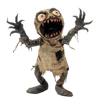 A haunting Halloween goblin figure with tattered clothing and a menacing expression against a transparent background, Nightmarish halloween gobelin figure on transparent background png