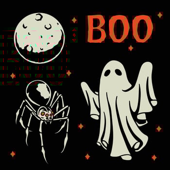 Spooky Illustration of Spider Ghost Sheet in full moon vector