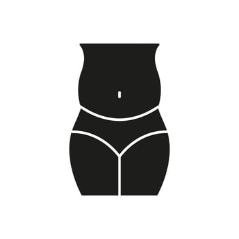 Overweight Female Body Silhouette Icon. Woman Figure Emphasizing Weight Management. Physical Appearance For Health And Fitness. Isolated Illustration vector