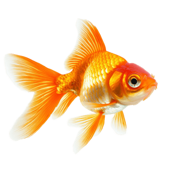 A vibrant goldfish swimming gracefully against a clean transparent background showcasing its bright colors and elegance, Goldfish Isolated on transparent background png