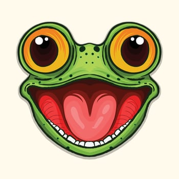 Funny frog head big eyes Character illustration for kids vector
