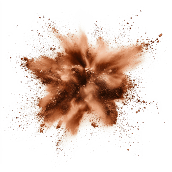 Brown powder explosion creating a striking effect on a transparent background showcasing transparent colors, brown color powder explosion isolated on transparent background png