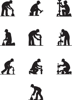 Plumber man silhouettes, Carpenter, Handyman silhouette vector