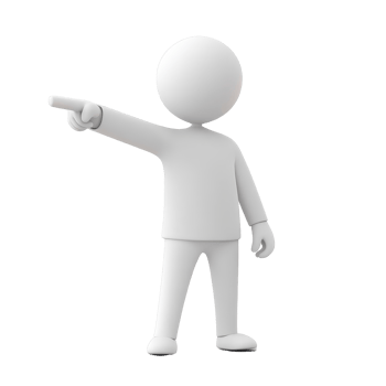 A minimalistic figure pointing to the right, conveying direction and emphasis in a simple design on a transparent background, pointing man minimalistic simple 3d isolated on transparent background png