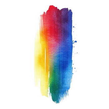 Bright rainbow gradient watercolor brush stroke on transparent background showcases vibrant colors in artistic expression, rainbow colored gradient brush stroke isolated on transparent background png