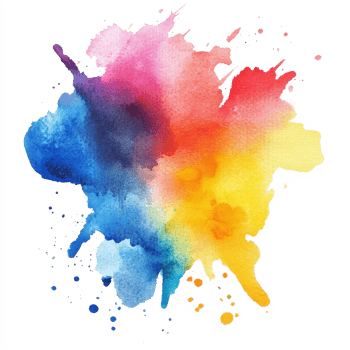 Vibrant watercolor stain showcasing a blend of blue, red, and yellow against a clean transparent background, watercolor stain on transparent background png