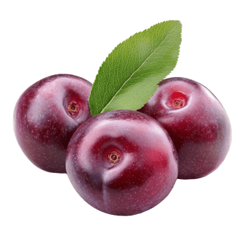 Fresh cherry plums with green leaf isolated on a transparent background showcasing their vibrant color and natural beauty, Cherry plum isolated on transparent background png