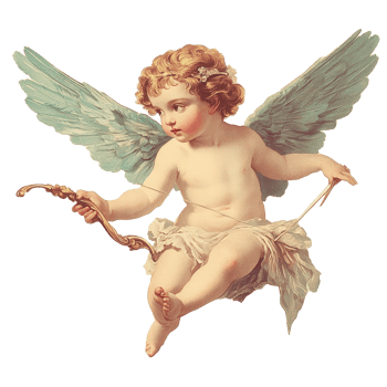Vintage illustration of a charming Cupid in pastel oil paint, showcasing love and affection in a serene setting, Vintage Cupid Illustration in Pastel Oil Paint Style with transparent background png