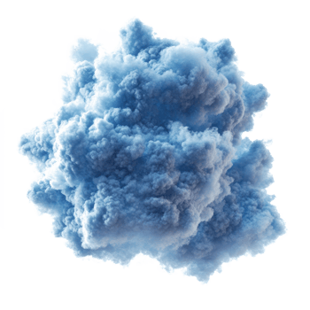 Dramatic blue cumulonimbus cloud explosion on transparent, highlighting its intricate texture, Blue Cumulonimbus Cloud Explosion, Isolated on transparent background png