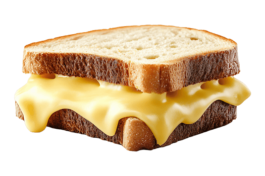Melted cheese in a sandwich isolated on transparent background. png