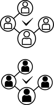 Icons Connect People. Black and White Social Network Connection Icons. Global Concept of Business and Group Communication vector