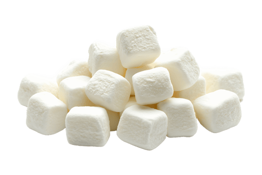 White marshmallows isolated on transparent background. png