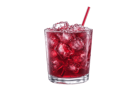 Red cocktail with a straw in a glass isolated on transparent background png