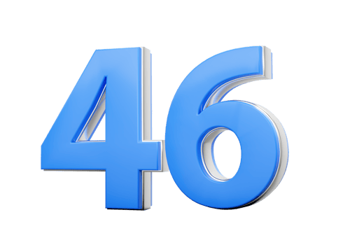3D Number 46 Forty Six Made Of Blue Body With Silver Outline 3D Illustration png