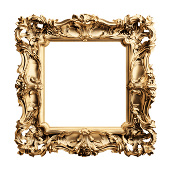 gold frame with a pattern of flowers and leaves Chic Gold Luxury Photo Frame Isolated on Transparent Background Ideal for Product Banners, Social Media Posts, and Elegant Marketing Promotions. png