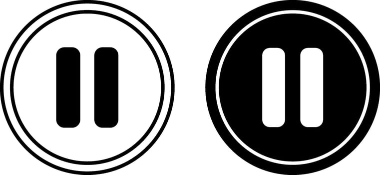 Pause icons. Black and White Icons. Media Player button. Social Networks Concept vector