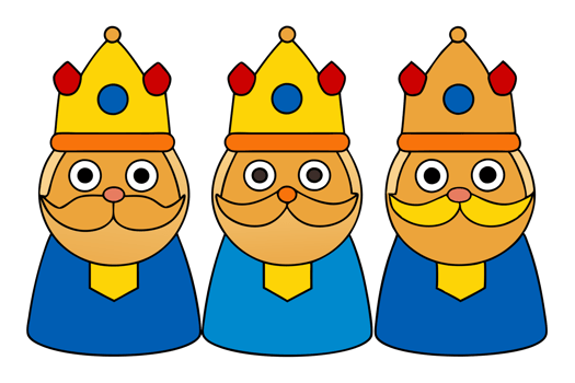 The Three Wise Men figures are shown with golden crowns and blue cutouts png