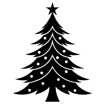 big black silhouette of a Christmas tree cutouts png