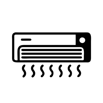 A simple black icon of an air conditioning unit is centered cutouts png
