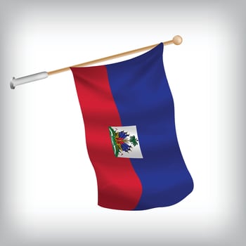 Realistic illustration of Haiti flags waving on the wall. The set is in the collection vector