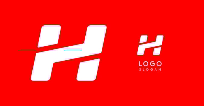 Bold angular letter H, geometric cutouts, minimalist sporty style, dynamic corporate identity, athletic and automotive logo, strong typographic design. typeset vector