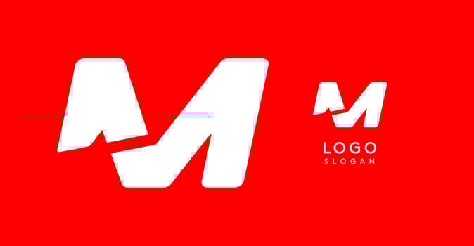 Bold angular letter M, geometric cutouts, minimalist sporty style, dynamic corporate identity, athletic and automotive logo, strong typographic design. typeset vector