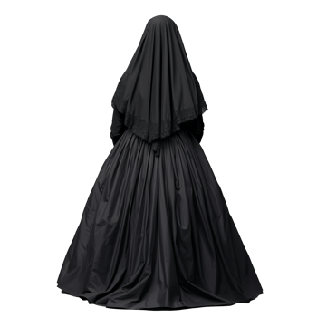 Figure fully covered in black draped cloth with no visible face, isolated on a transparent background png