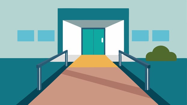 Walkway to Entrance An illustration showing a smooth wellmaintained walkway leading from an accessible parking space to the building entrance.. vector